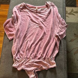 Free People Womens Mauve Short Sleeve Bodysuit